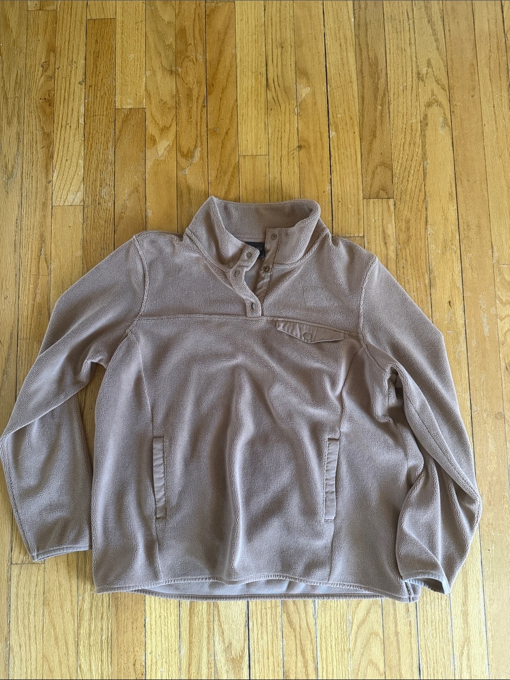 Women’s Taupe Quarter-Snap Fleece Pullover Sweater